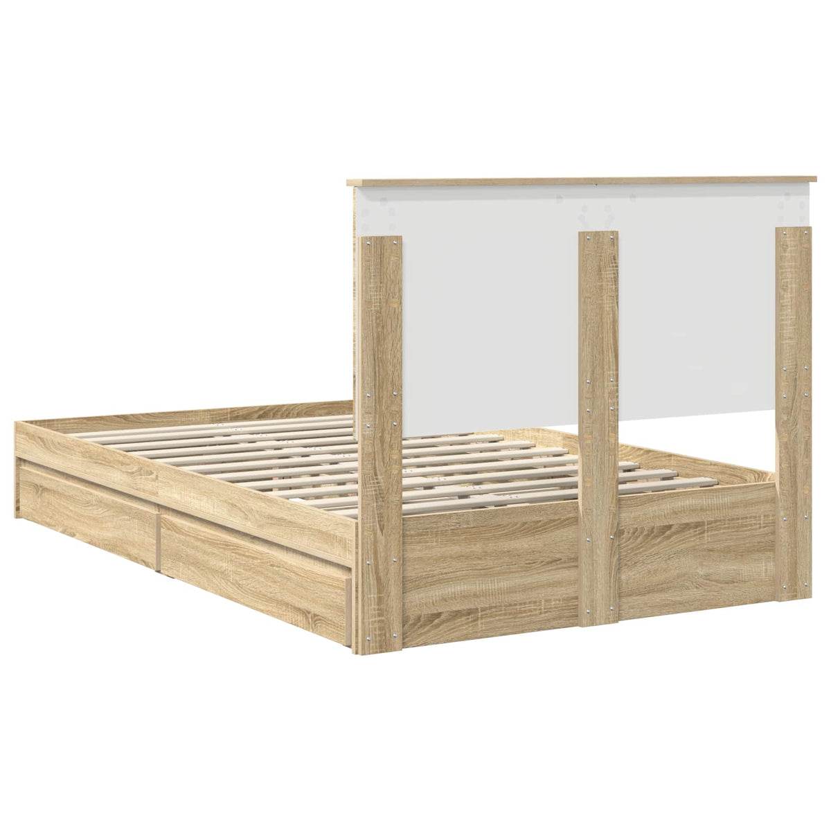 Seng Med Oppbevaring Sonoma Eik 120 X 200 Cm Konstruert Tre