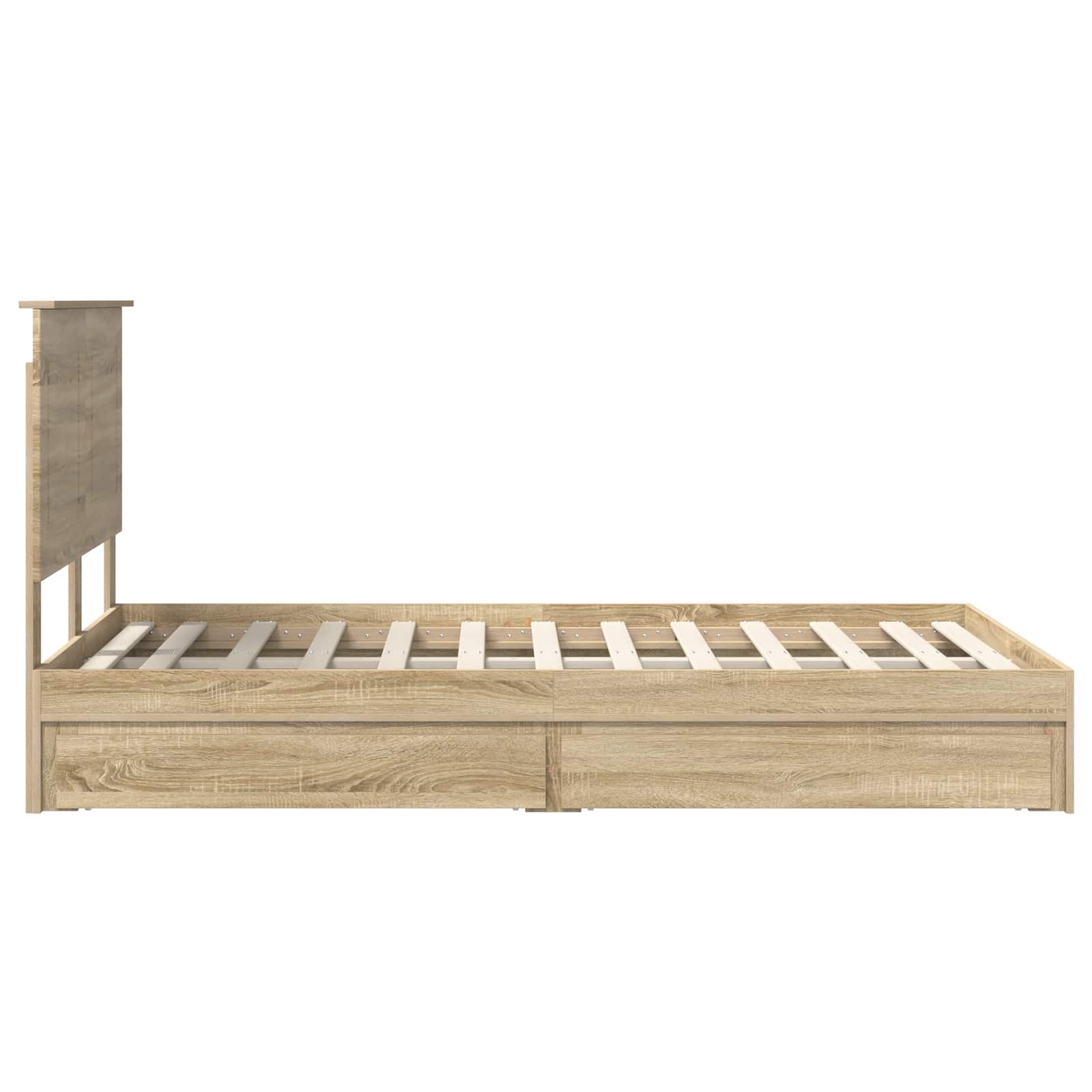 Seng Med Oppbevaring Sonoma Eik 120 X 200 Cm Konstruert Tre
