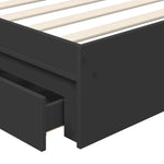 Seng Med Oppbevaring Med Skuff Svart 90 X 190 Cm Konstruert Tre