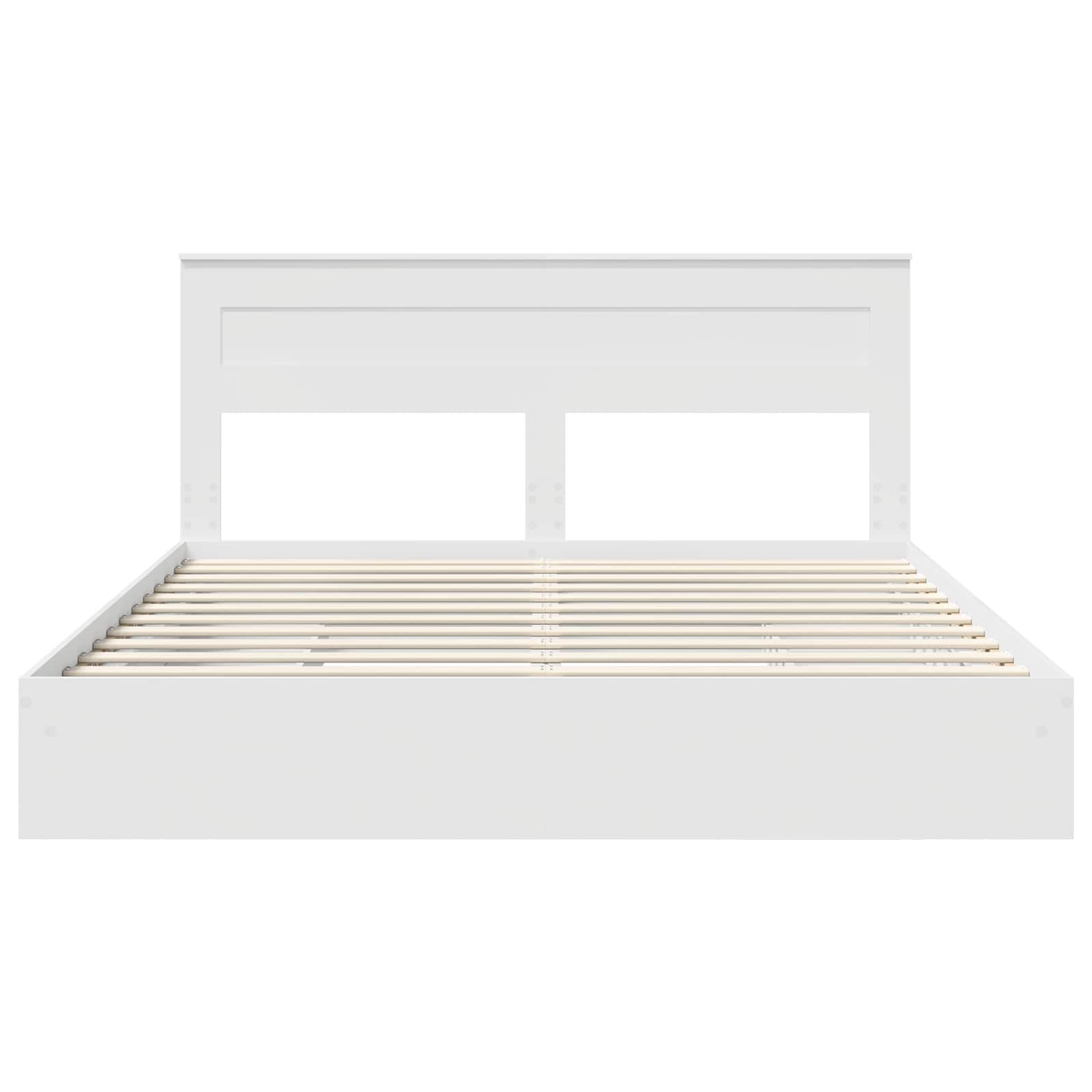 Seng Med Oppbevaring Med Skuff Hvit 180 X 200 Cm Konstruert Tre