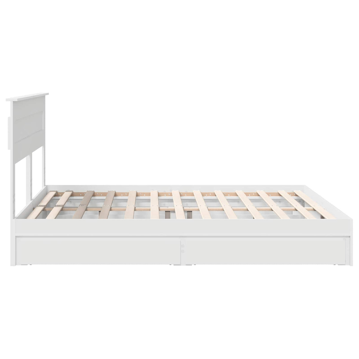 Seng Med Oppbevaring Med Skuff Hvit 180 X 200 Cm Konstruert Tre