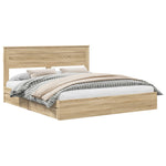 Seng Med Oppbevaring Sonoma Eik 180 X 200 Cm Konstruert Tre