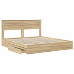 Seng Med Oppbevaring Sonoma Eik 180 X 200 Cm Konstruert Tre