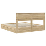 Seng Med Oppbevaring Sonoma Eik 180 X 200 Cm Konstruert Tre