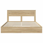 Seng Med Oppbevaring Sonoma Eik 180 X 200 Cm Konstruert Tre