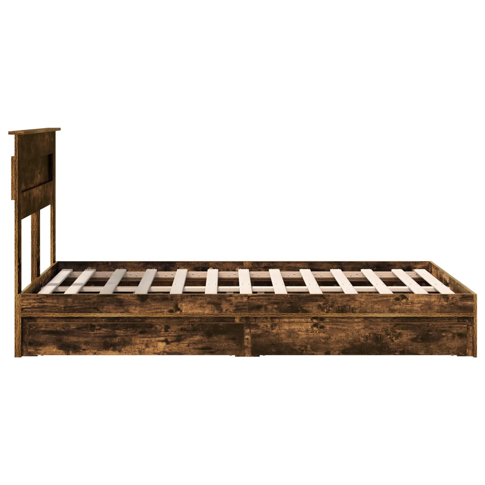 Seng Med Oppbevaring Røkt Eik 120 X 190 Cm Konstruert Tre