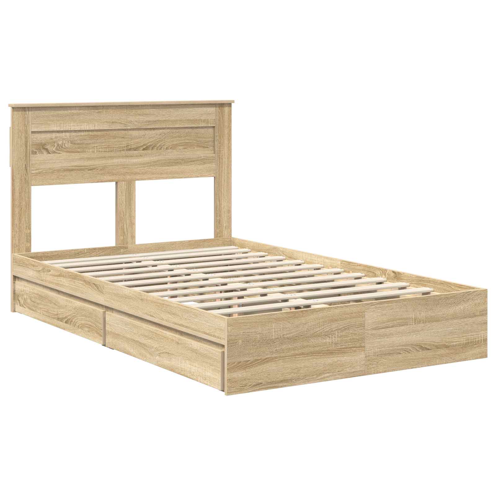 Seng Med Oppbevaring Sonoma Eik 120 X 200 Cm Konstruert Tre