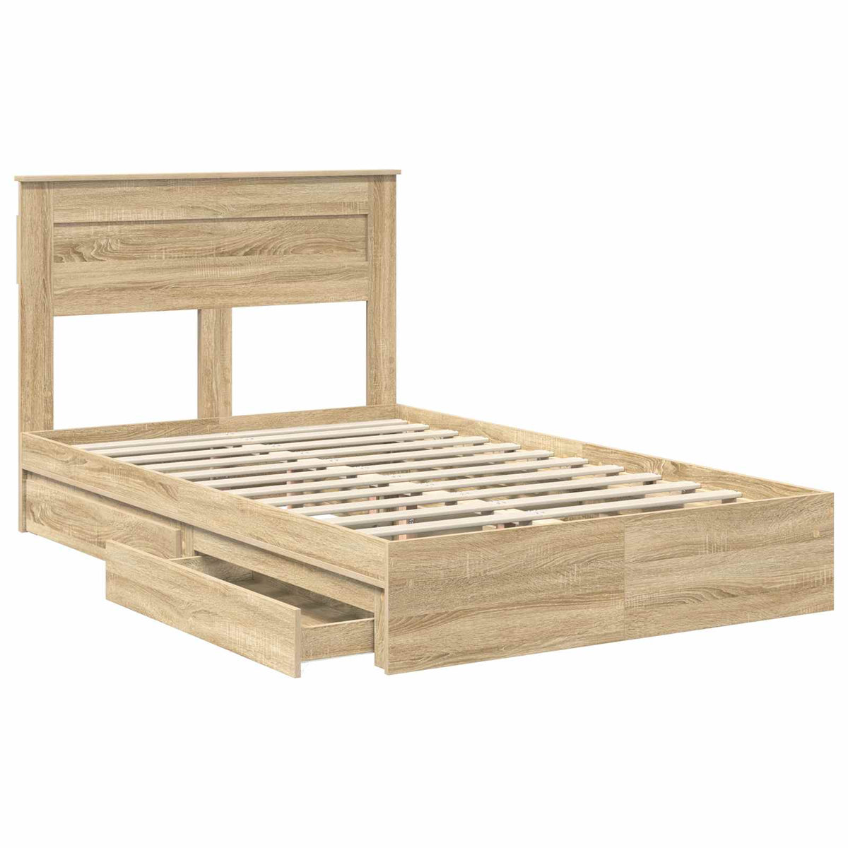 Seng Med Oppbevaring Sonoma Eik 120 X 200 Cm Konstruert Tre