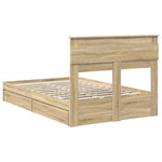 Seng Med Oppbevaring Sonoma Eik 120 X 200 Cm Konstruert Tre