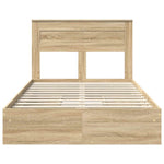 Seng Med Oppbevaring Sonoma Eik 120 X 200 Cm Konstruert Tre