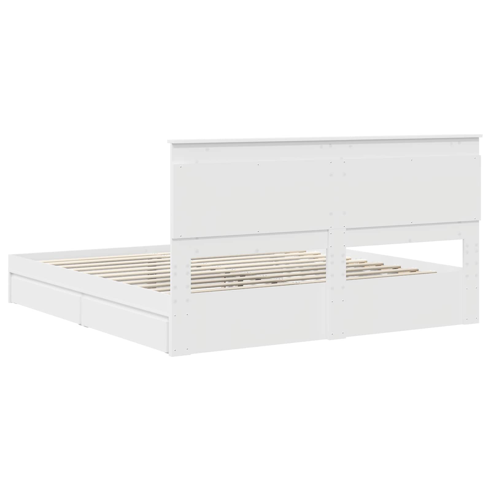 Seng Med Oppbevaring Med Skuff Hvit 200 X 200 Cm Konstruert Tre