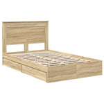 Seng Med Oppbevaring Sonoma Eik 120 X 200 Cm Konstruert Tre