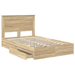 Seng Med Oppbevaring Sonoma Eik 120 X 200 Cm Konstruert Tre