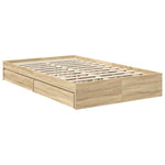 Seng Med Oppbevaring Sonoma Eik 120 X 200 Cm Konstruert Tre