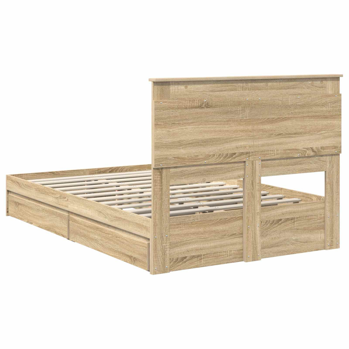 Seng Med Oppbevaring Sonoma Eik 120 X 200 Cm Konstruert Tre