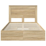 Seng Med Oppbevaring Sonoma Eik 120 X 200 Cm Konstruert Tre