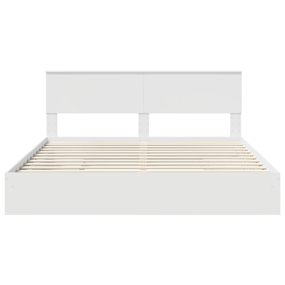 Seng Med Oppbevaring Med Skuff Hvit 180 X 200 Cm Konstruert Tre