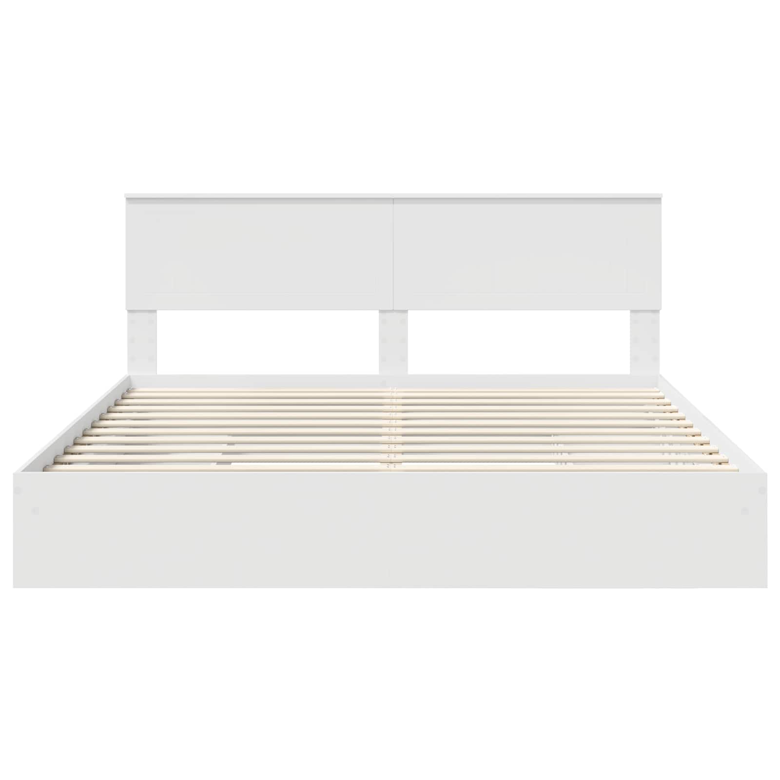 Seng Med Oppbevaring Med Skuff Hvit 180 X 200 Cm Konstruert Tre