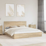Seng Med Oppbevaring Sonoma Eik 180 X 200 Cm Konstruert Tre