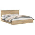 Seng Med Oppbevaring Sonoma Eik 180 X 200 Cm Konstruert Tre