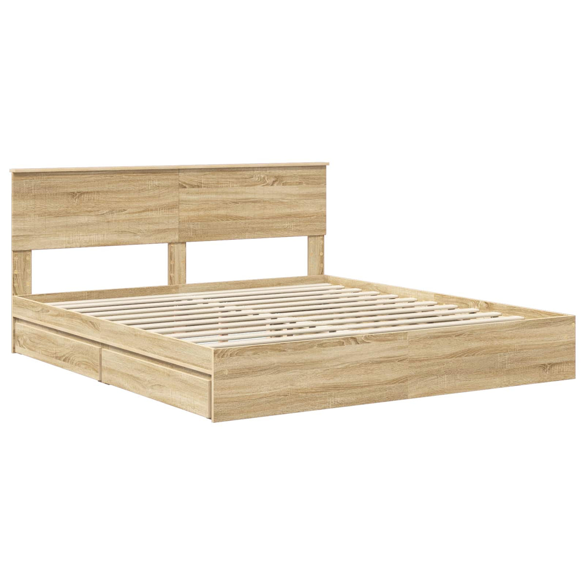 Seng Med Oppbevaring Sonoma Eik 180 X 200 Cm Konstruert Tre