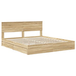 Seng Med Oppbevaring Sonoma Eik 180 X 200 Cm Konstruert Tre