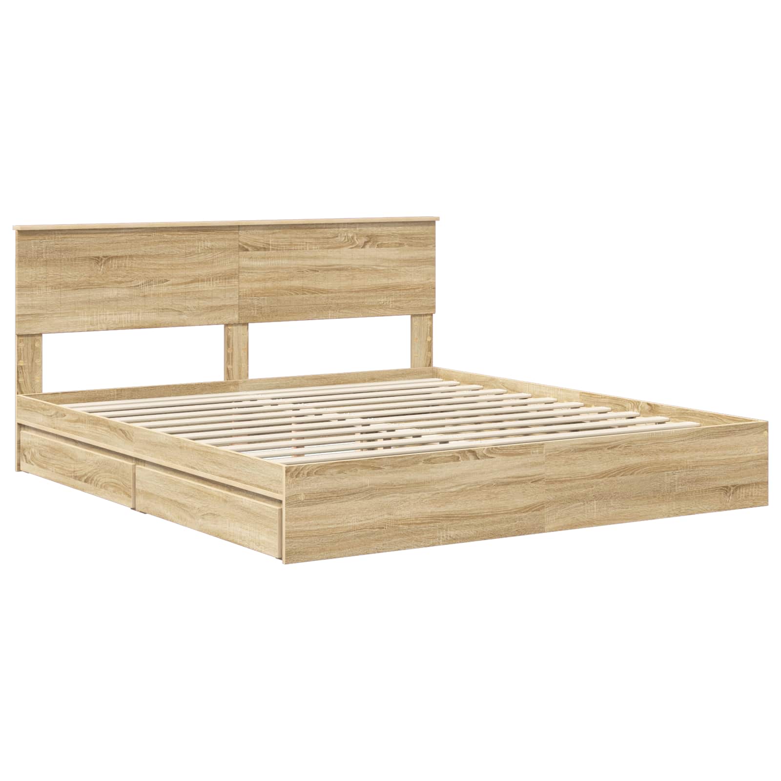 Seng Med Oppbevaring Sonoma Eik 180 X 200 Cm Konstruert Tre