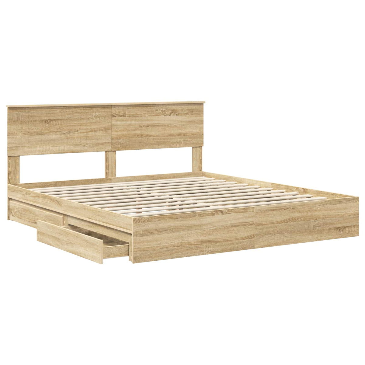 Seng Med Oppbevaring Sonoma Eik 180 X 200 Cm Konstruert Tre