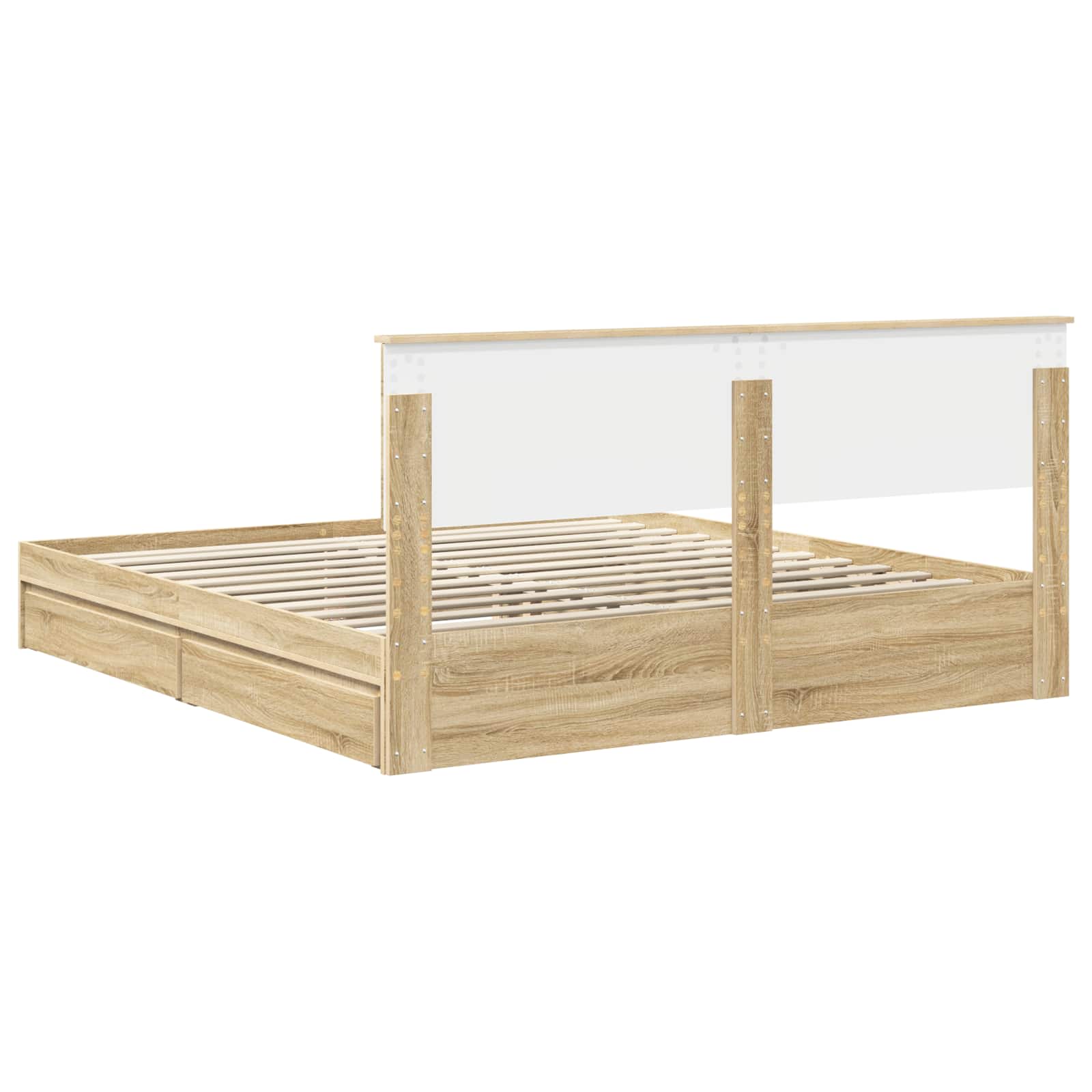 Seng Med Oppbevaring Sonoma Eik 180 X 200 Cm Konstruert Tre