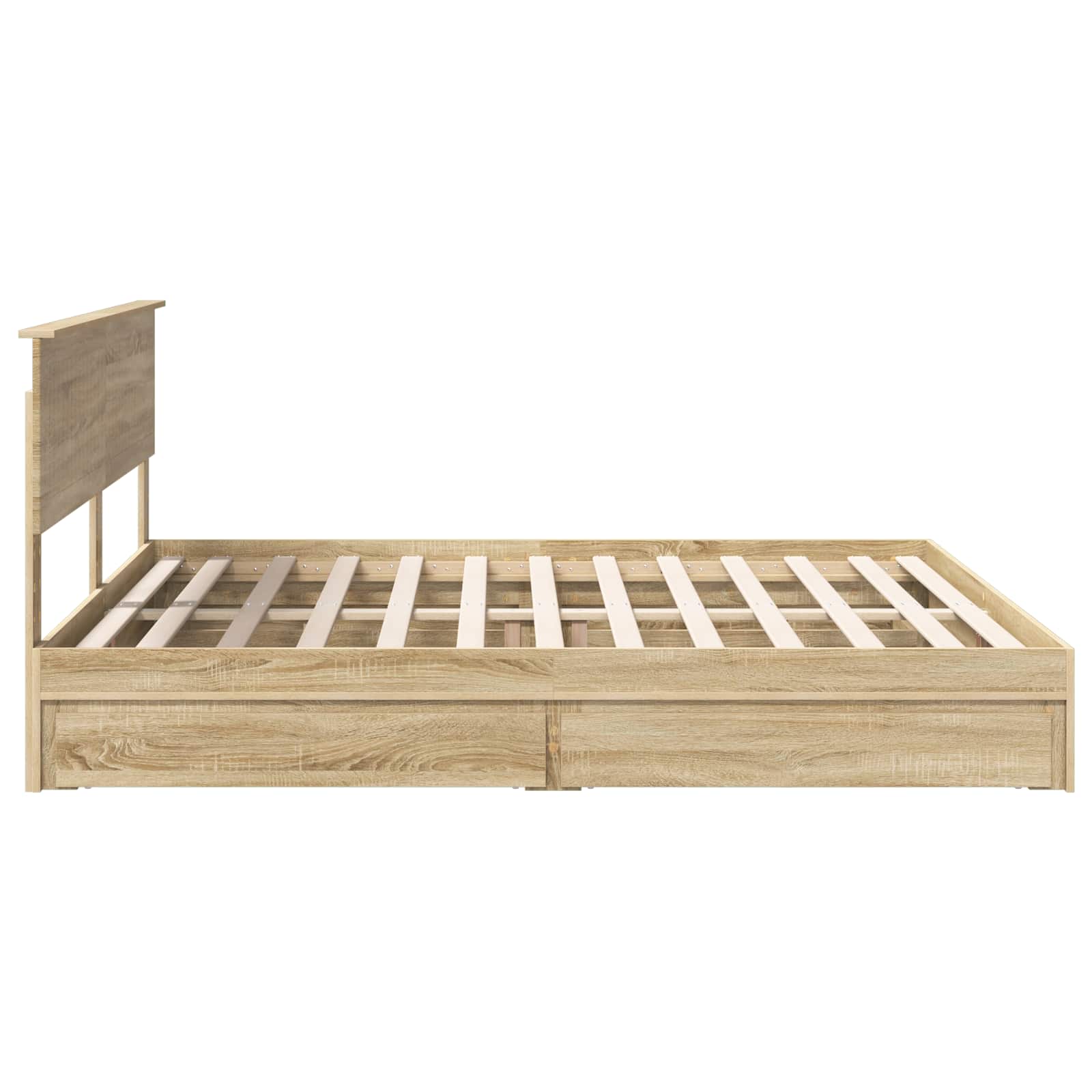 Seng Med Oppbevaring Sonoma Eik 180 X 200 Cm Konstruert Tre