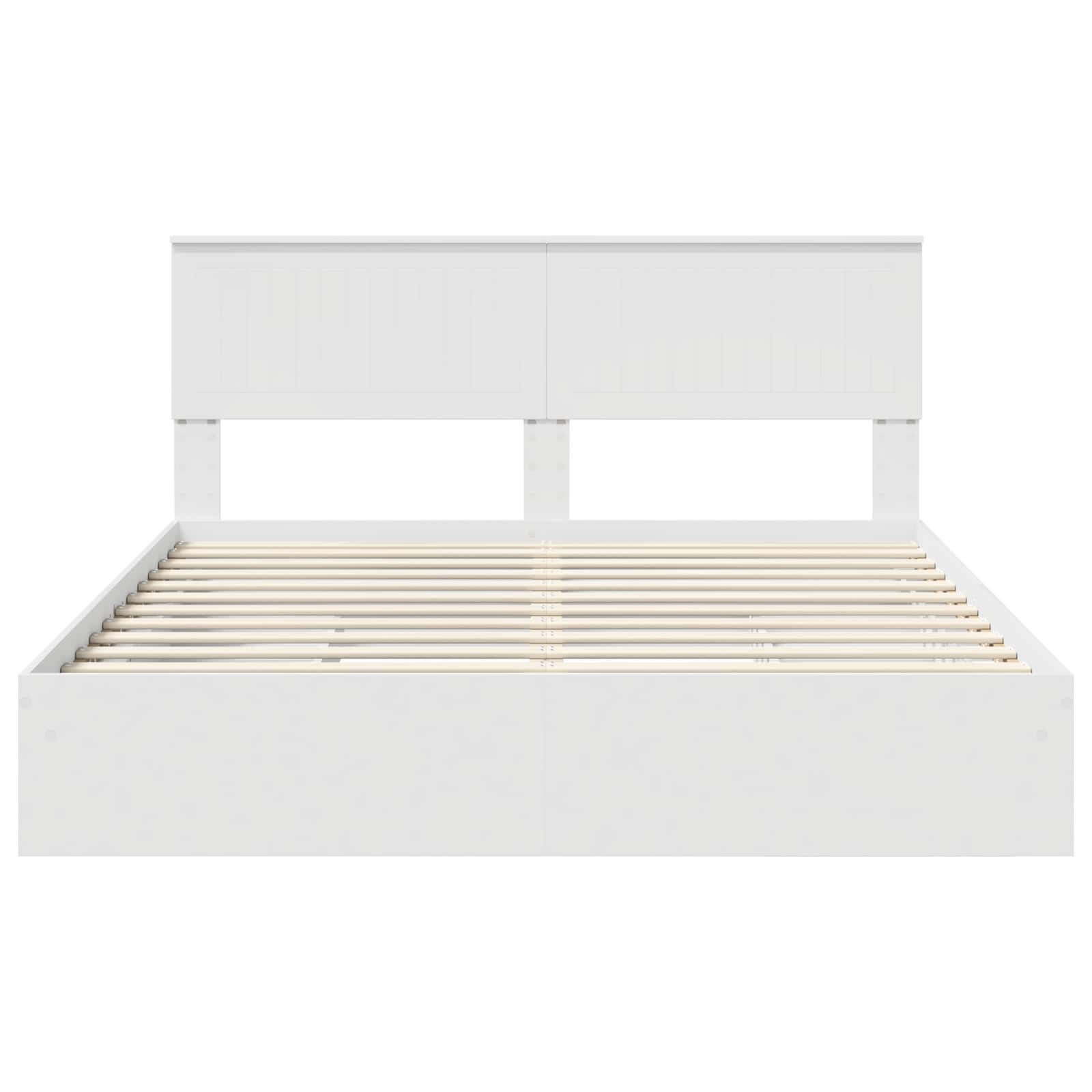 Seng Med Oppbevaring Med Skuff Hvit 160 X 200 Cm Konstruert Tre