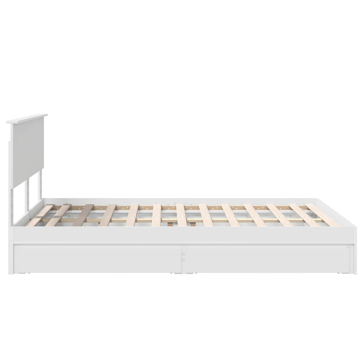 Seng Med Oppbevaring Med Skuff Hvit 140 X 200 Cm Konstruert Tre