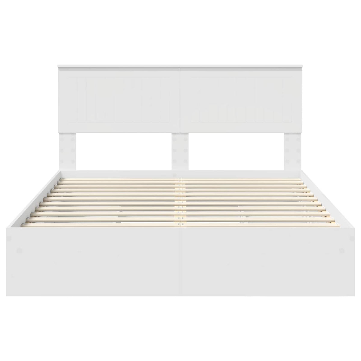 Seng Med Oppbevaring Med Skuff Hvit 140 X 190 Cm Konstruert Tre