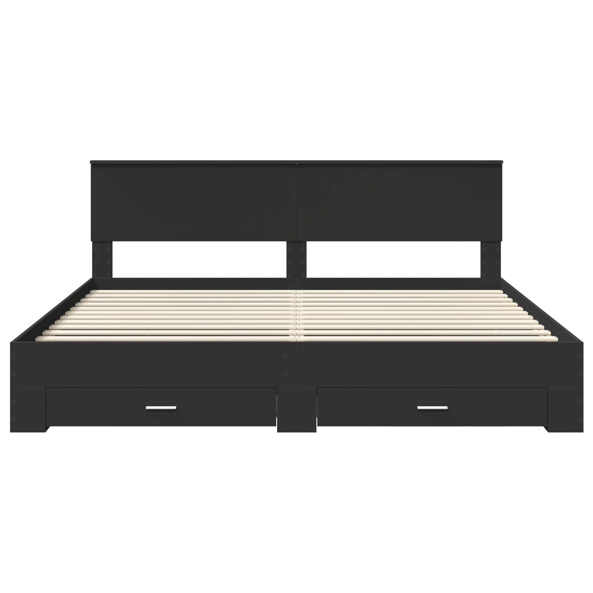 Sengestamme Med Skuff Svart Og Sølv 200 X 200 Cm Konstruert Tre