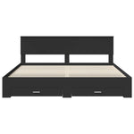 Sengestamme Med Skuff Svart Og Sølv 200 X 200 Cm Konstruert Tre