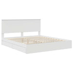 Seng Med Oppbevaring Med Skuff Hvit 180 X 200 Cm Konstruert Tre