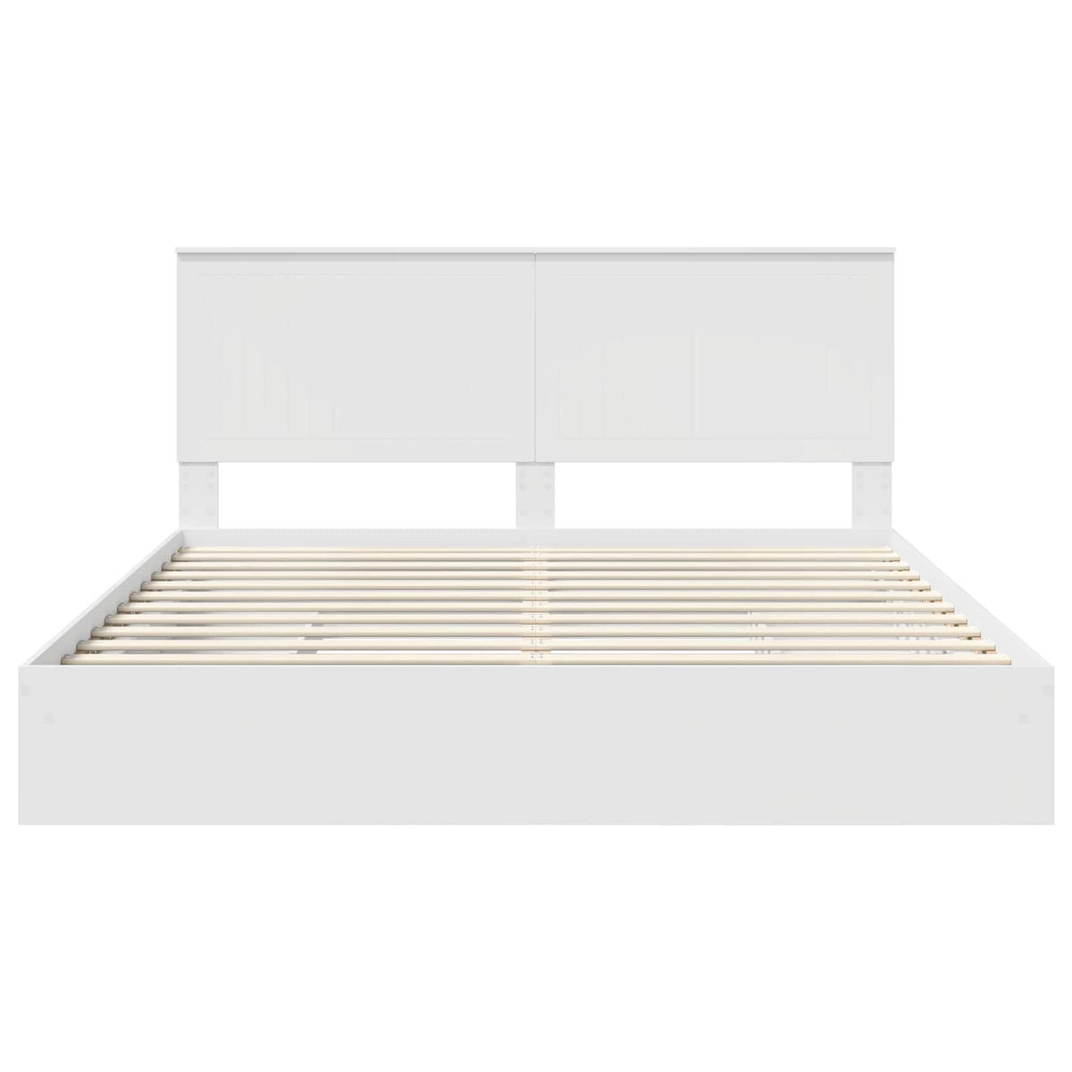 Seng Med Oppbevaring Med Skuff Hvit 180 X 200 Cm Konstruert Tre