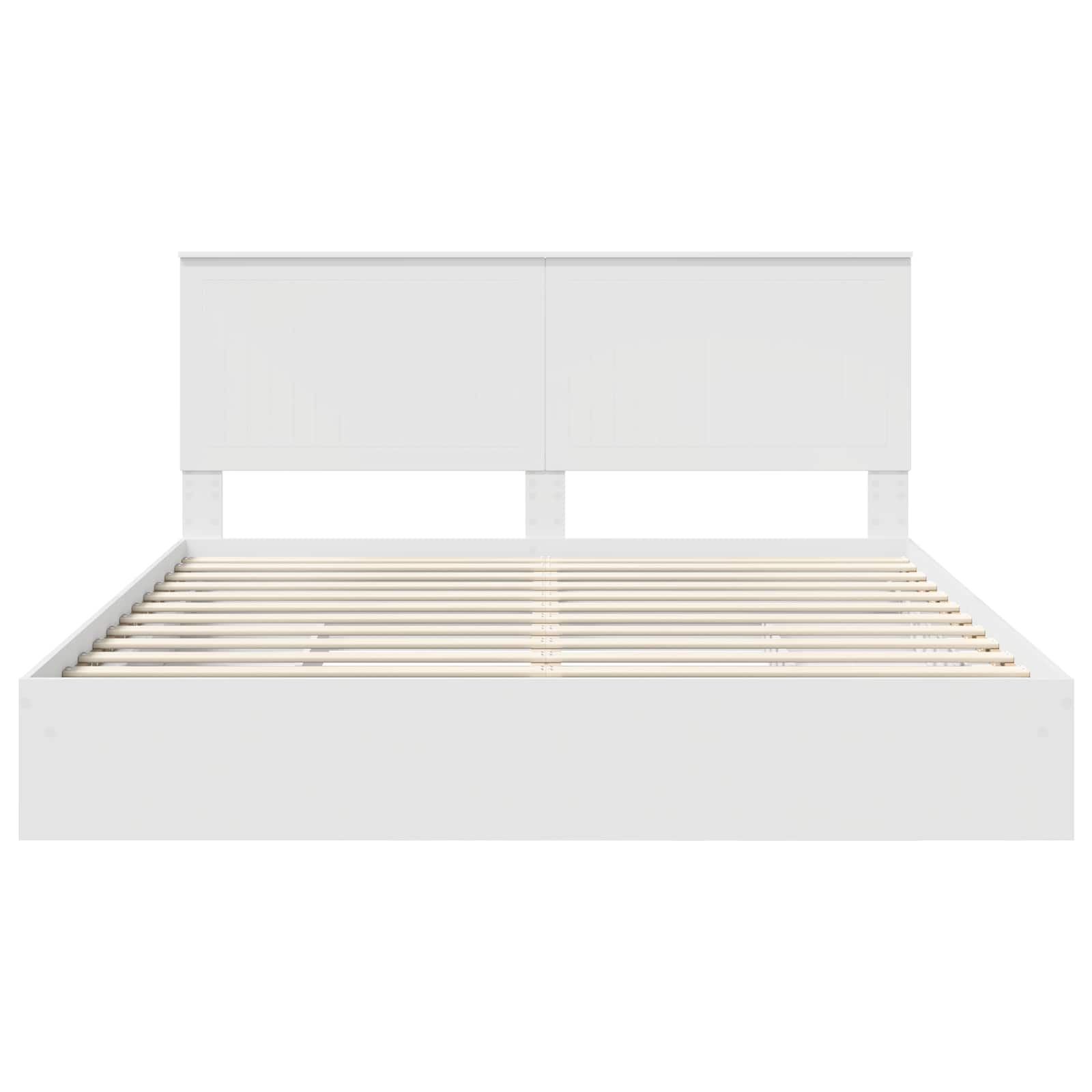 Seng Med Oppbevaring Med Skuff Hvit 180 X 200 Cm Konstruert Tre