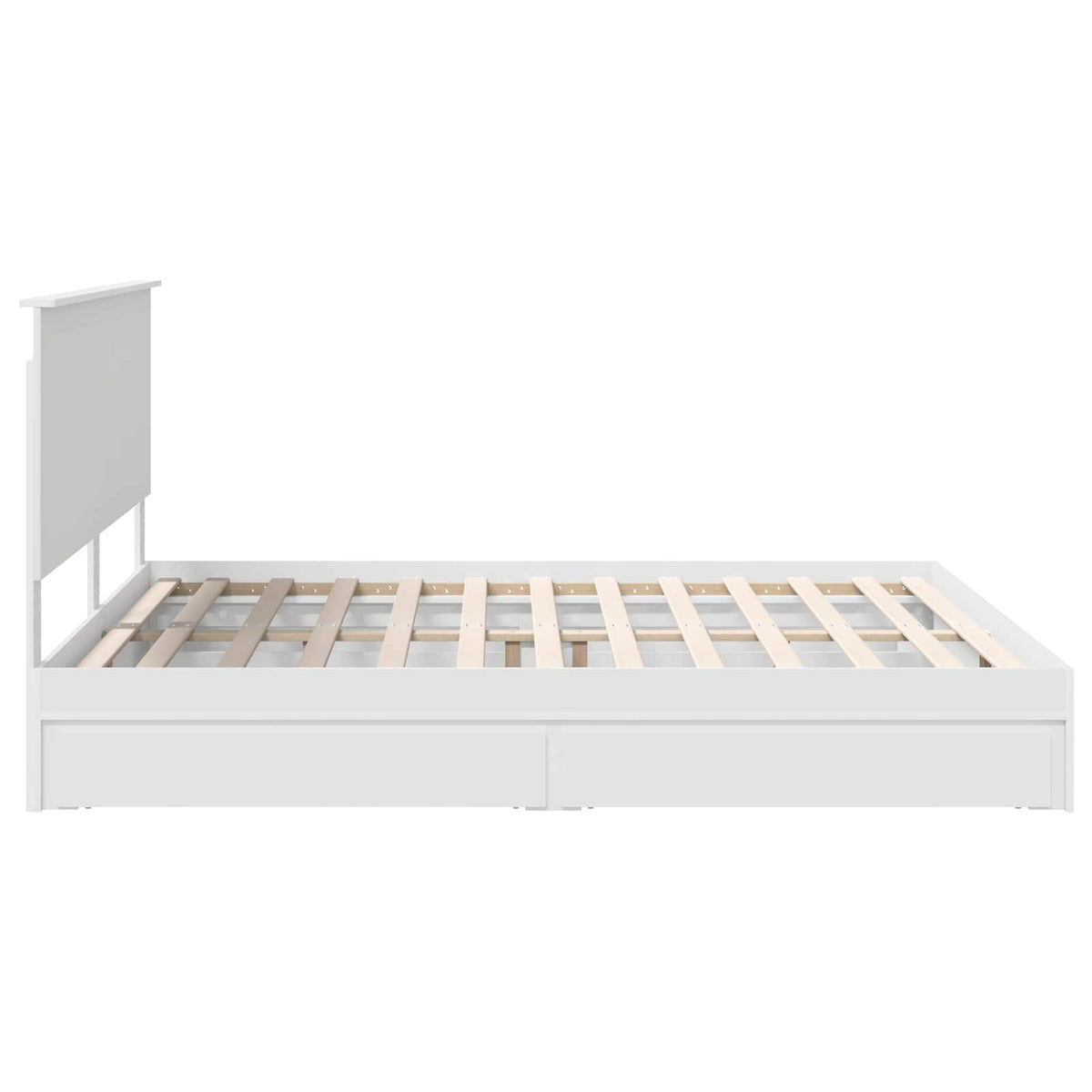 Seng Med Oppbevaring Med Skuff Hvit 180 X 200 Cm Konstruert Tre