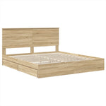 Seng Med Oppbevaring Sonoma Eik 180 X 200 Cm Konstruert Tre