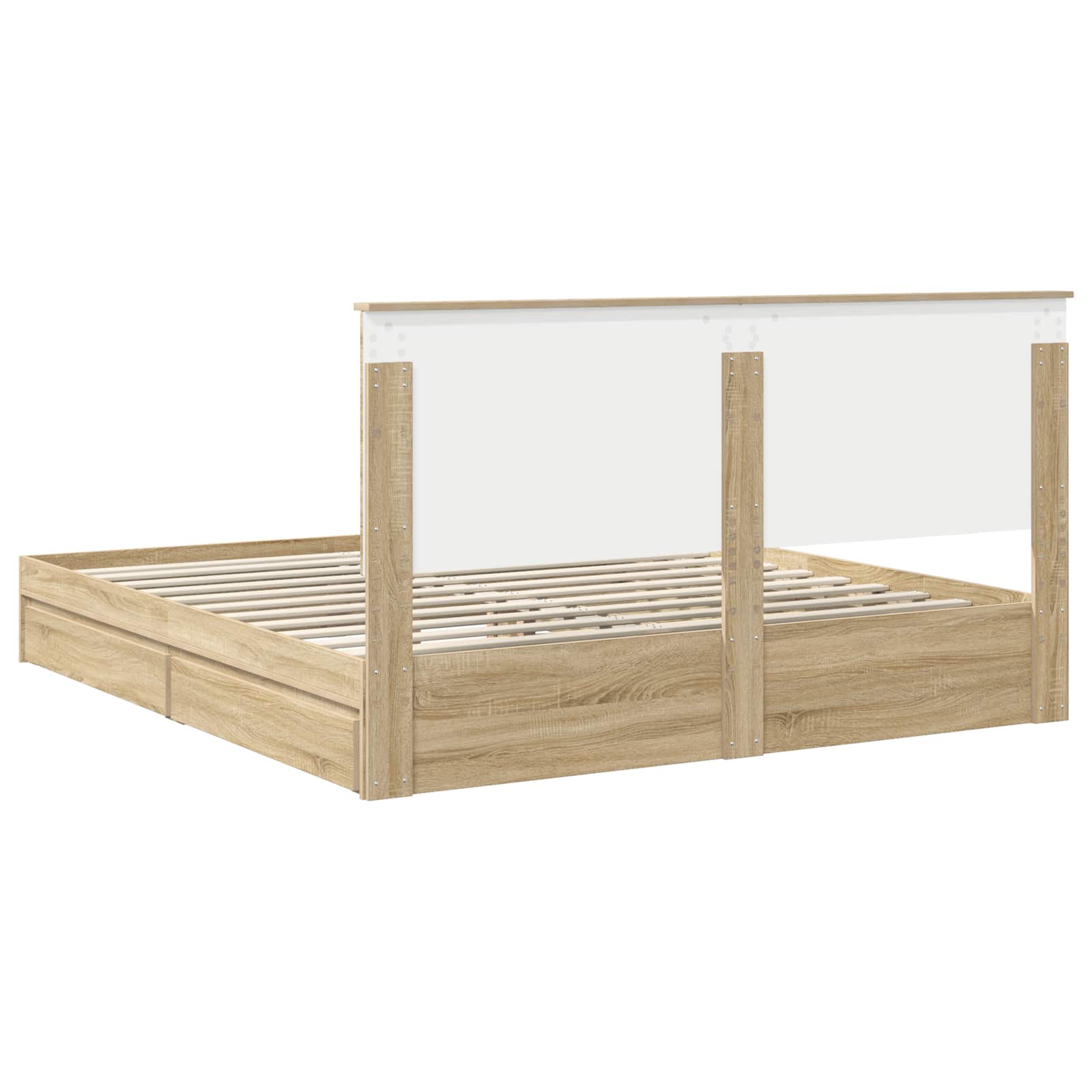 Seng Med Oppbevaring Sonoma Eik 180 X 200 Cm Konstruert Tre