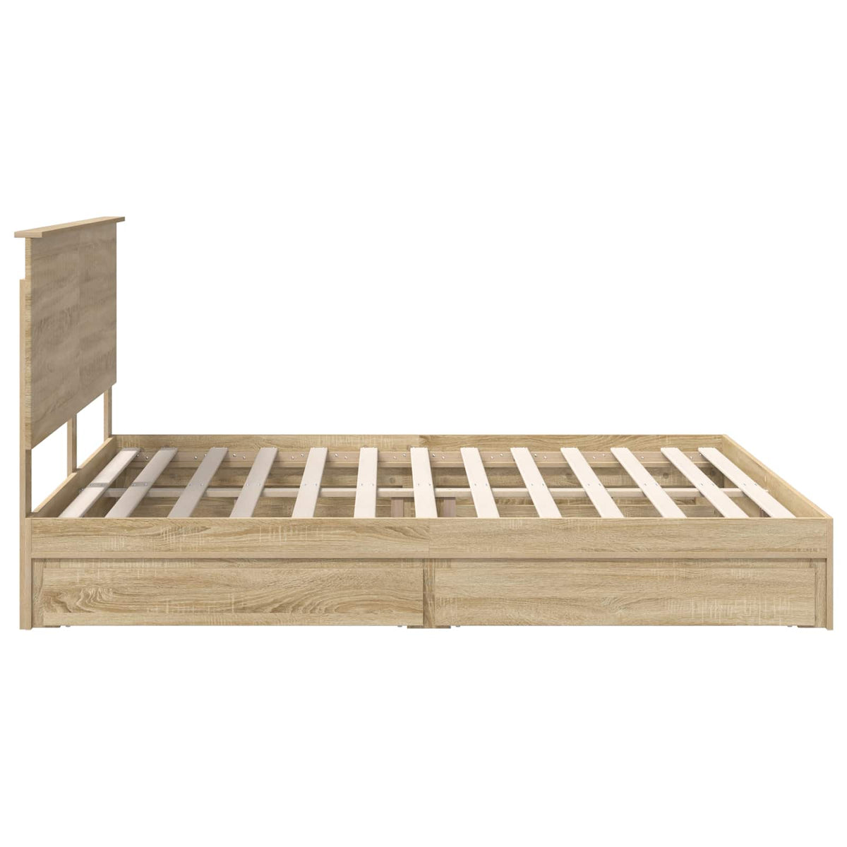 Seng Med Oppbevaring Sonoma Eik 180 X 200 Cm Konstruert Tre