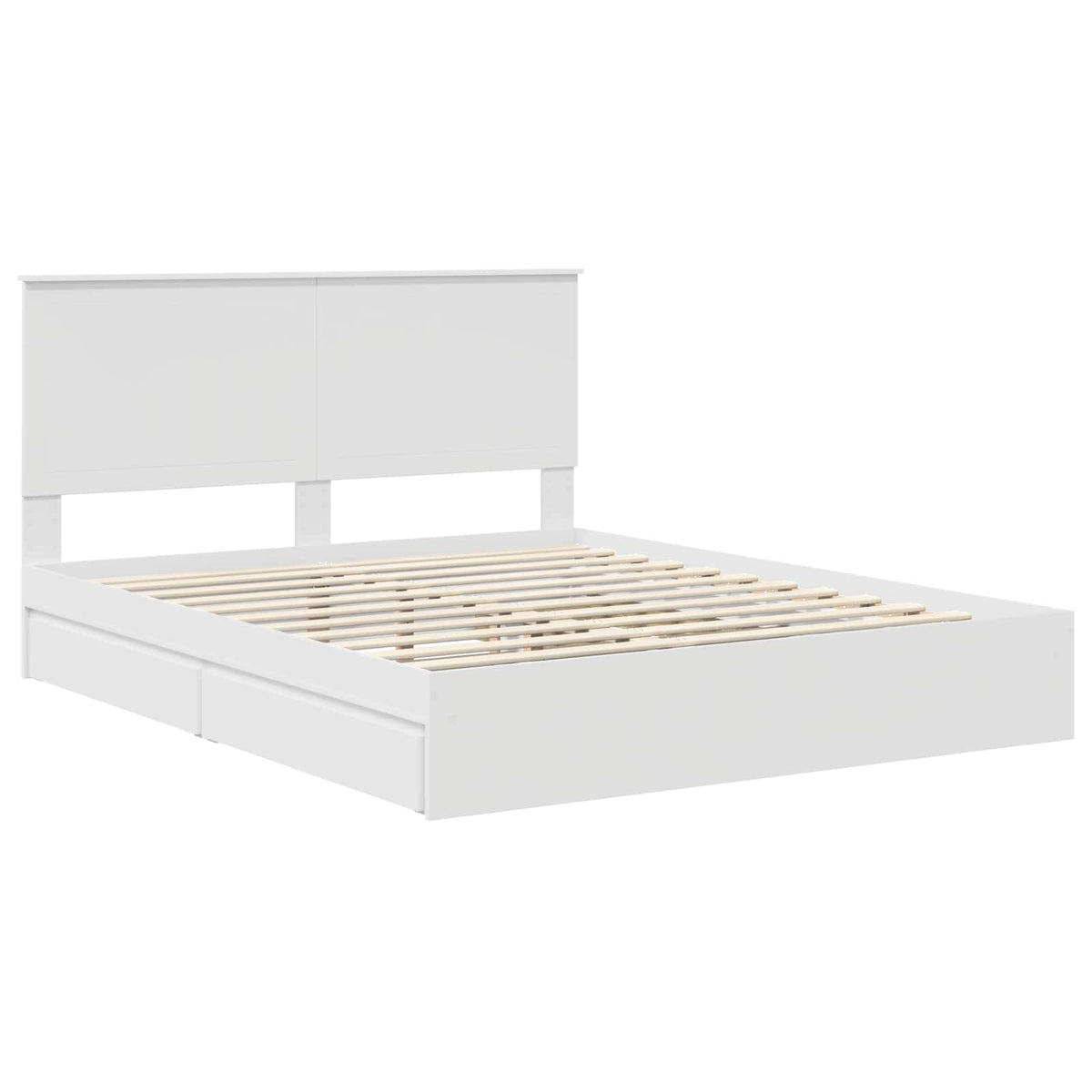 Seng Med Oppbevaring Med Skuff Hvit 160 X 200 Cm Konstruert Tre