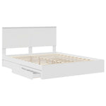 Seng Med Oppbevaring Med Skuff Hvit 160 X 200 Cm Konstruert Tre