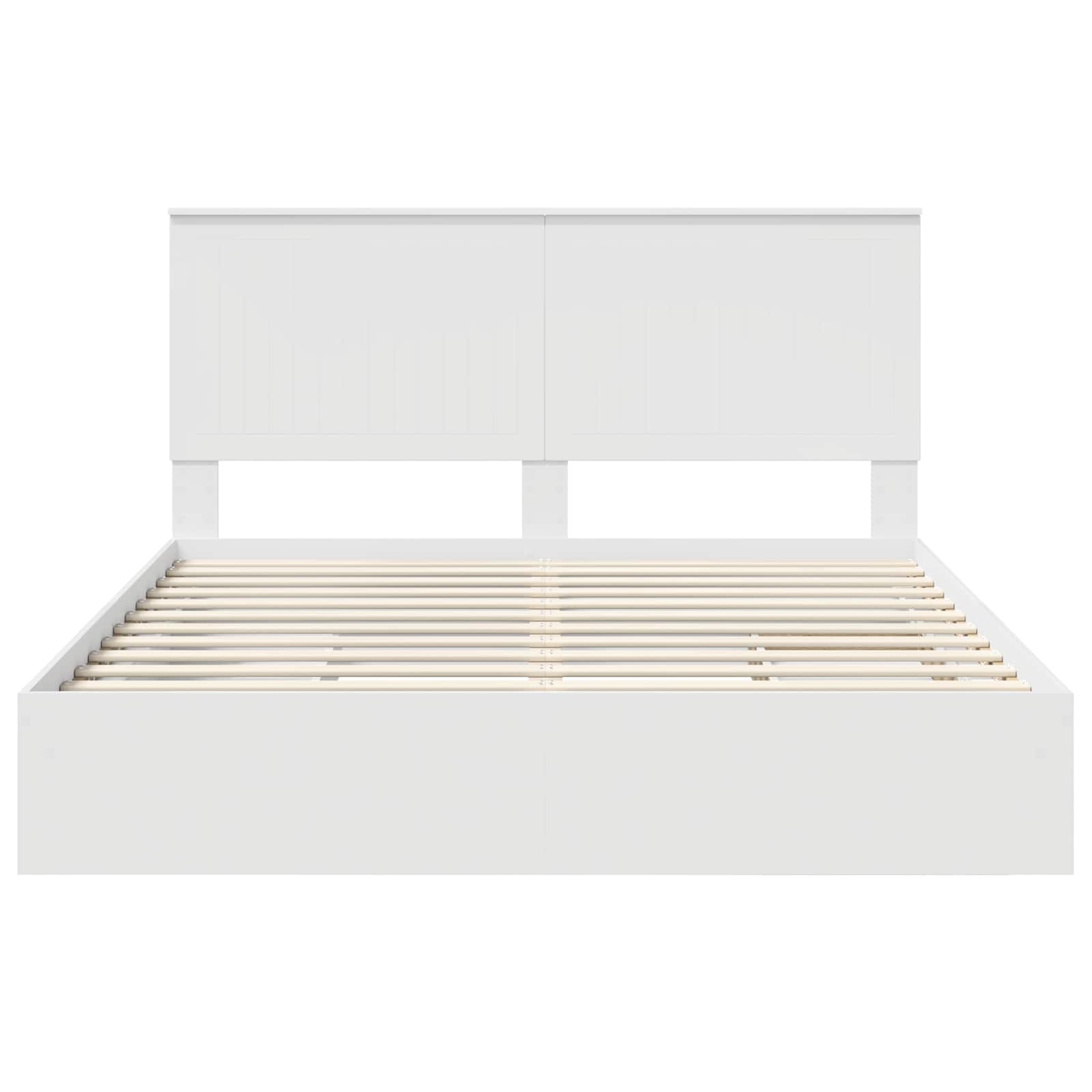 Seng Med Oppbevaring Med Skuff Hvit 160 X 200 Cm Konstruert Tre