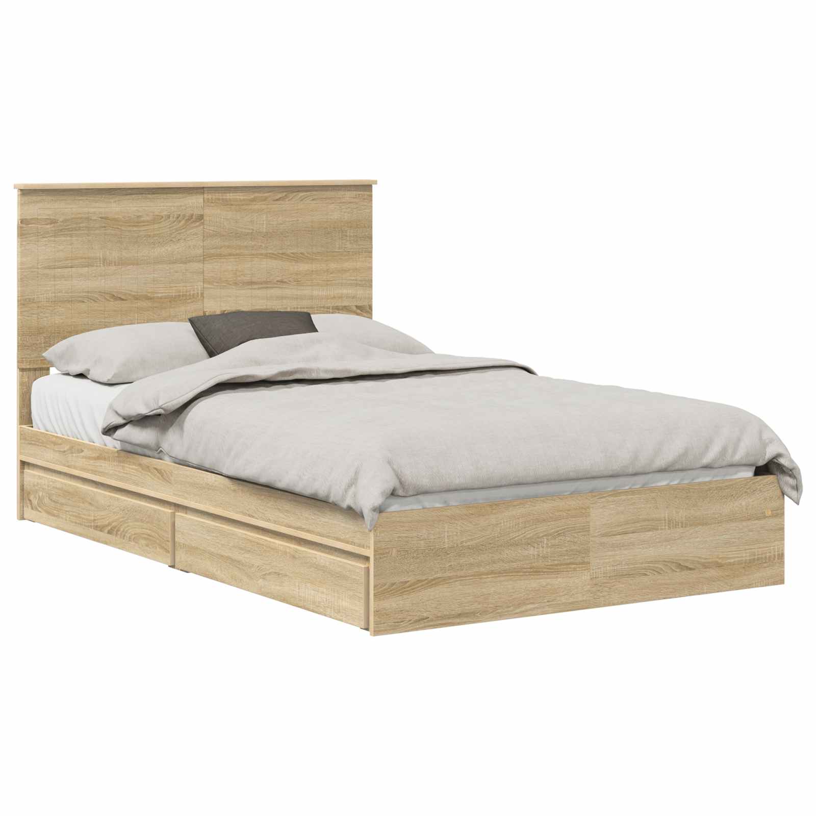 Seng Med Oppbevaring Sonoma Eik 120 X 200 Cm Konstruert Tre
