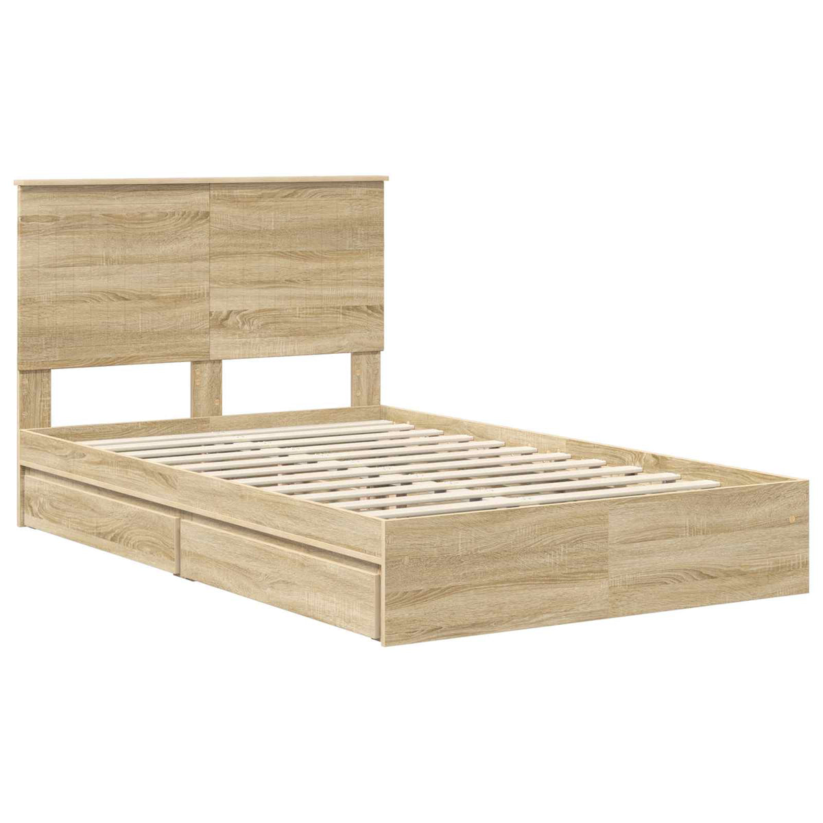 Seng Med Oppbevaring Sonoma Eik 120 X 200 Cm Konstruert Tre