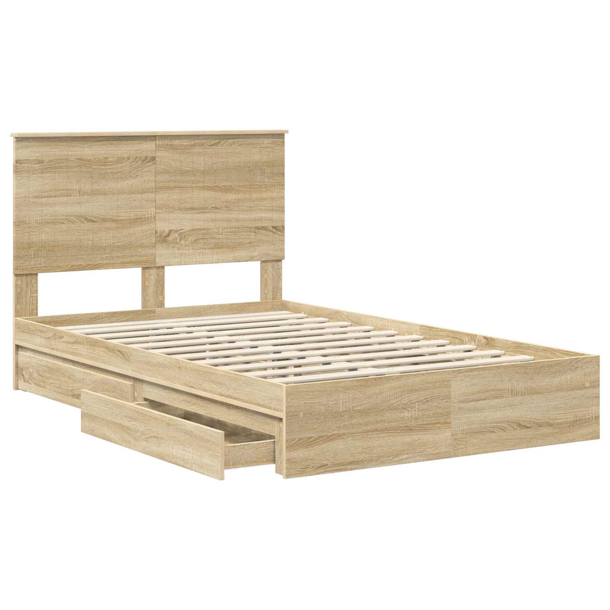 Seng Med Oppbevaring Sonoma Eik 120 X 200 Cm Konstruert Tre