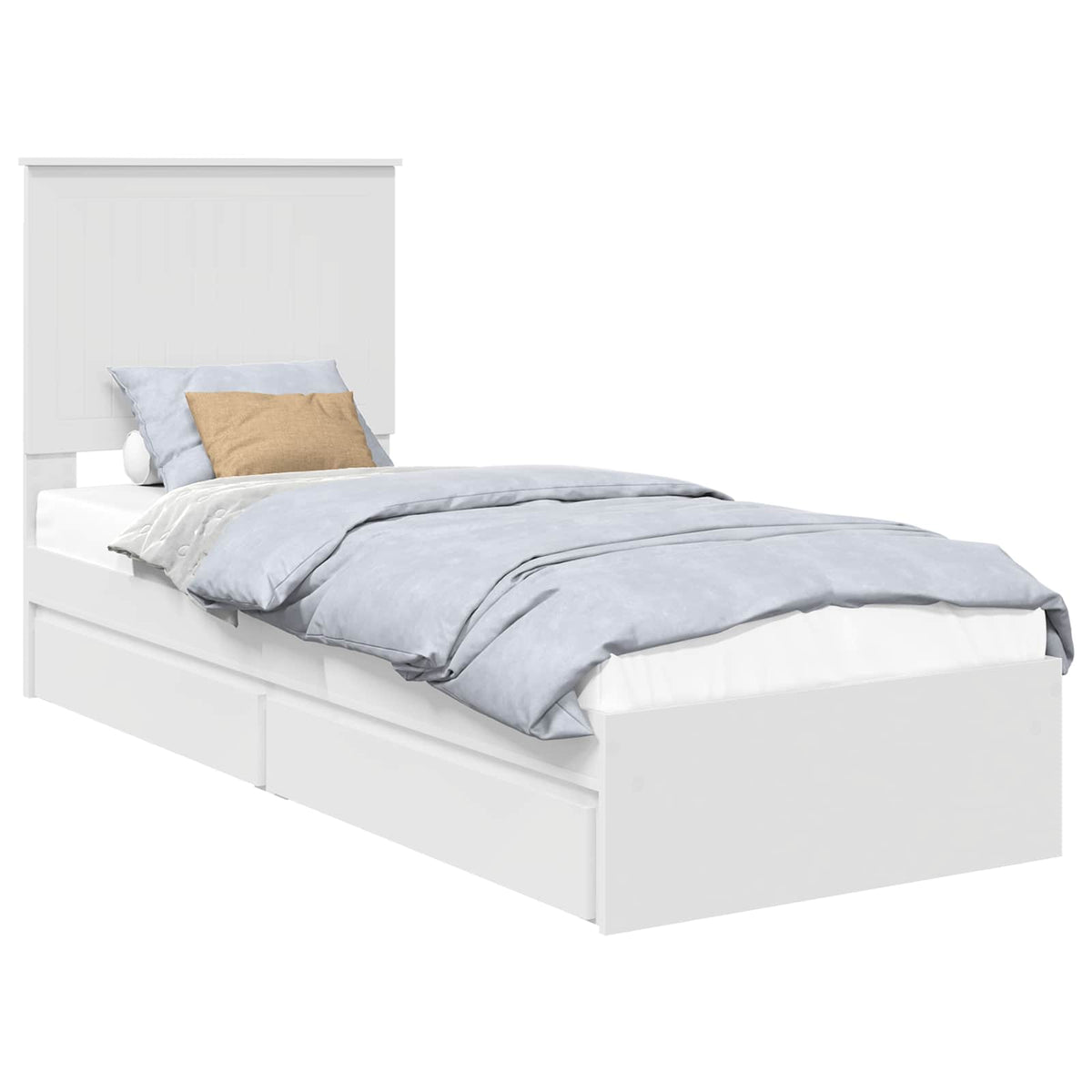 Seng Med Oppbevaring Med Skuff Hvit 75 X 190 Cm Konstruert Tre