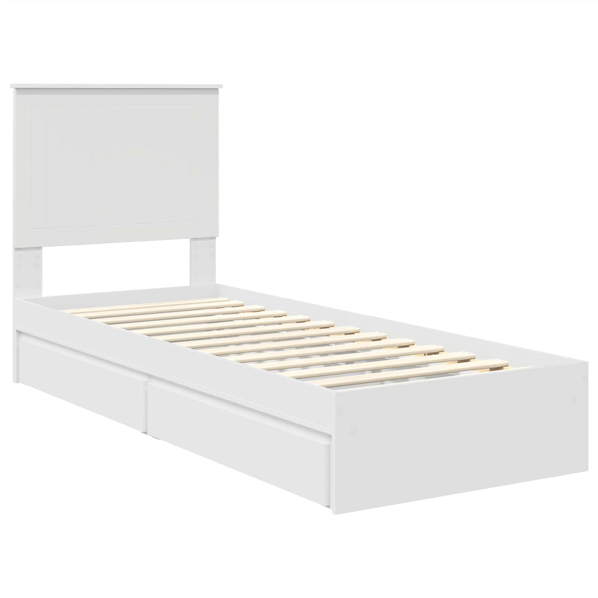 Seng Med Oppbevaring Med Skuff Hvit 75 X 190 Cm Konstruert Tre